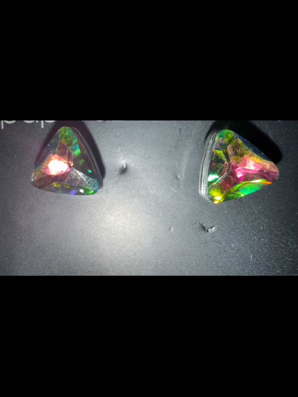 Multicolor Triangle Crystal Stud Earrings - Sparkling Prism Finish